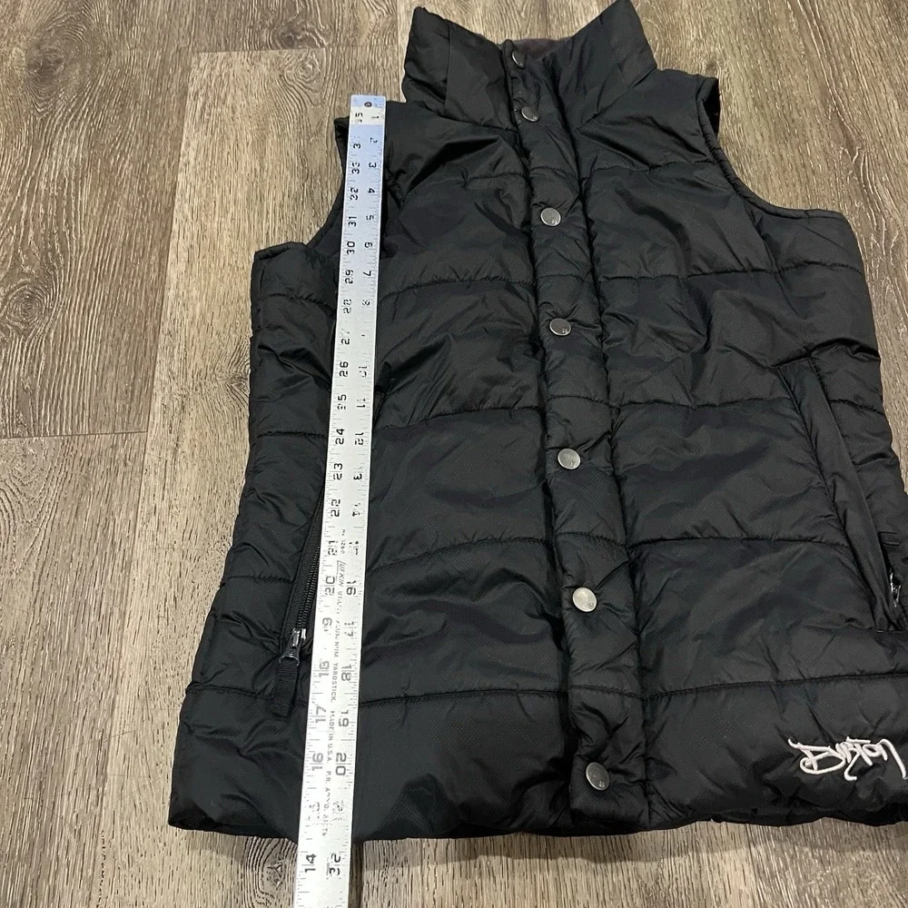 Burton Women's Full Zip Button Puffy Rancher Black Nylon Vest Size XS
